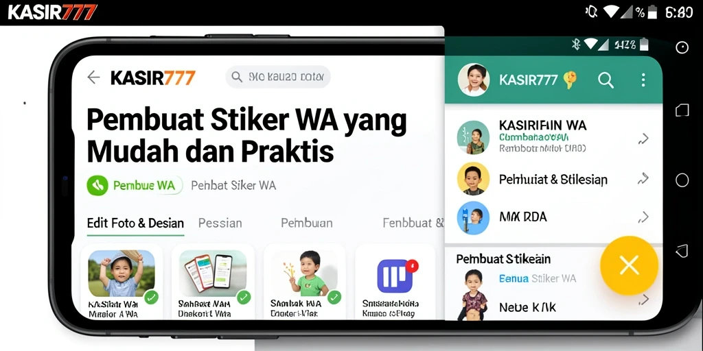 Antarmuka pengguna KASIR777 yang intuitif untuk membuat stiker WA.