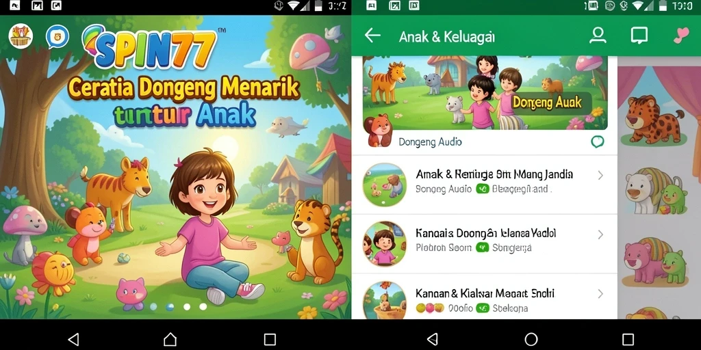 Antarmuka SPIN777 menampilkan pilihan cerita dongeng audio yang menarik.