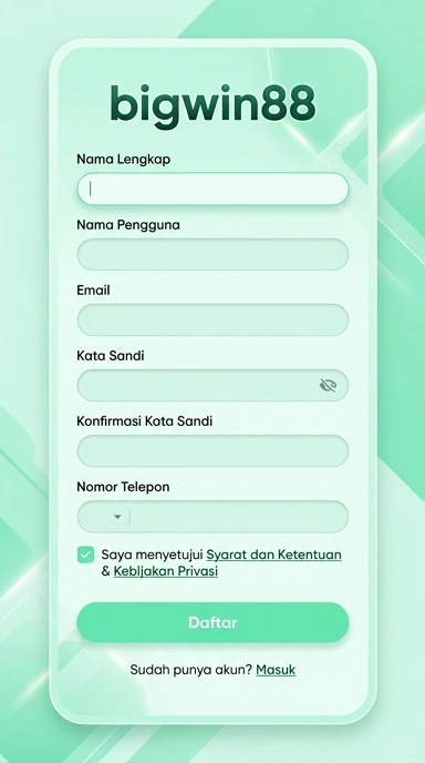 Tampilan halaman daftar bigwin88