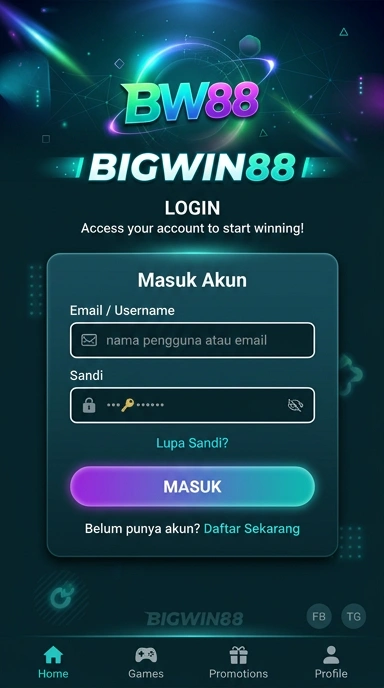 Tampilan halaman login bigwin88